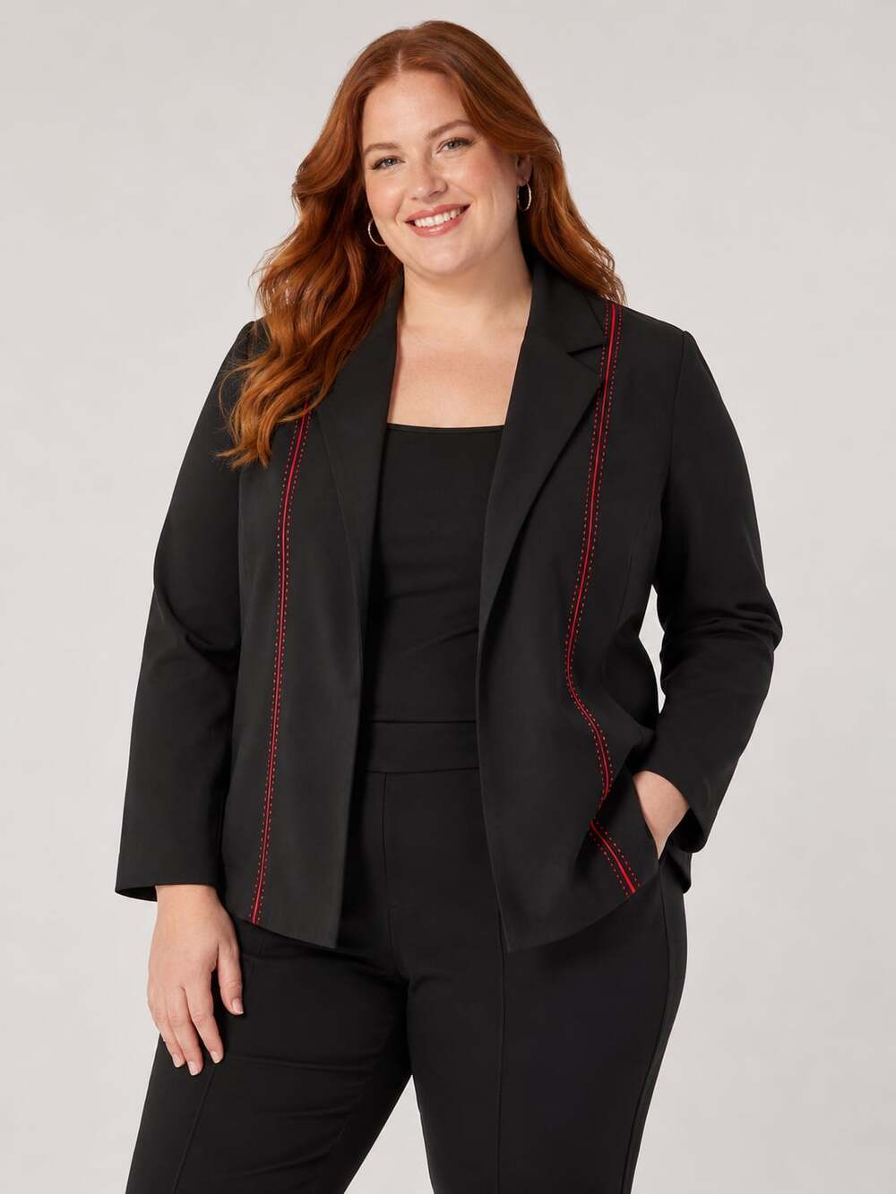 John Roberts Vintage Black Blazer with Red Contrast Stitching
15JC